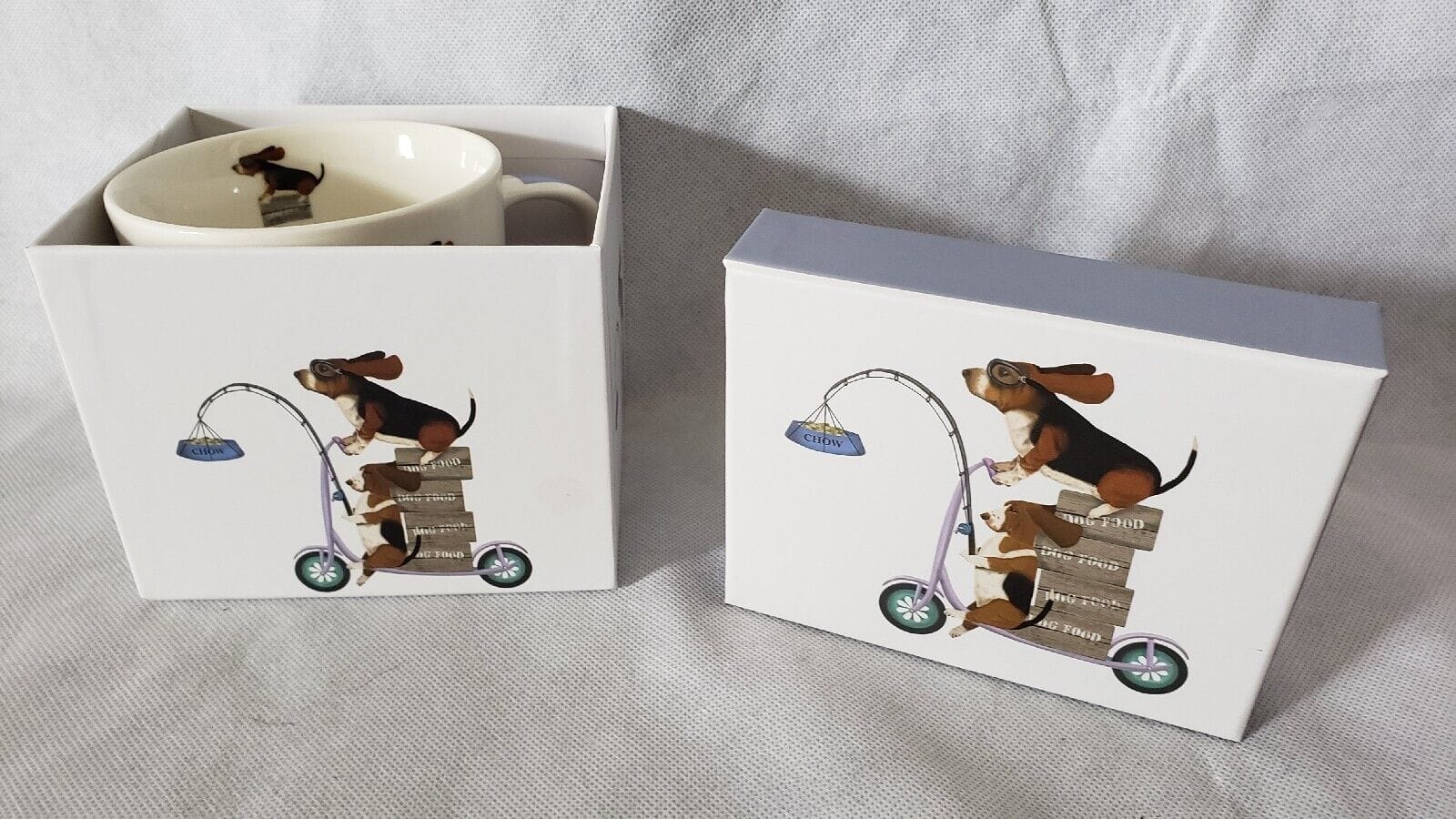 Fab‑Funky Basset Hound Scooter Mug – Porcelain Coffee/Tea Cup – Dog Art Print - Image 2