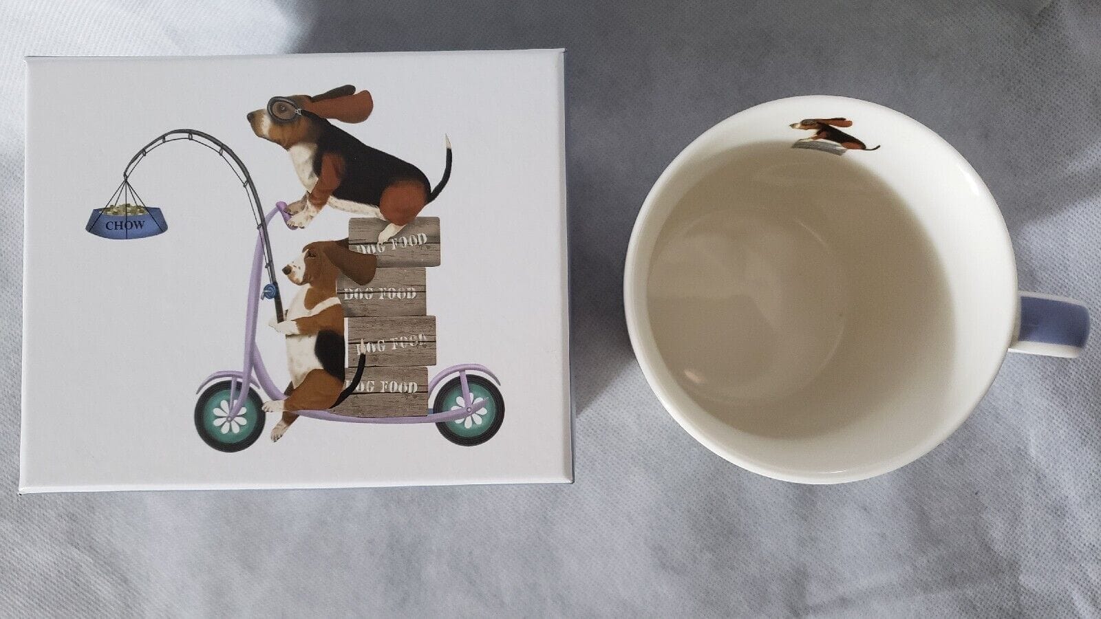 Fab‑Funky Basset Hound Scooter Mug – Porcelain Coffee/Tea Cup – Dog Art Print - Image 9