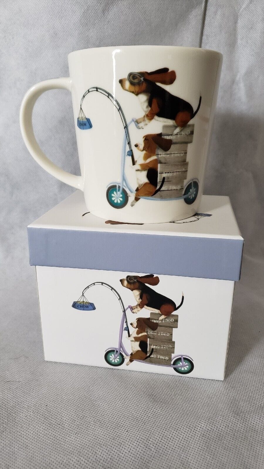 Fab‑Funky Basset Hound Scooter Mug – Porcelain Coffee/Tea Cup – Dog Art Print - Image 12