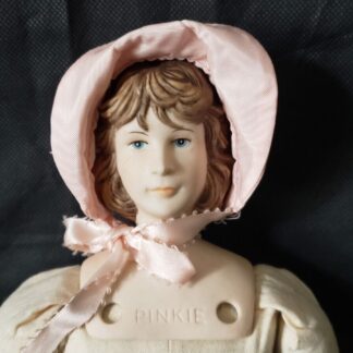 Pinkie Bisque Porcelain Vintage Colonial Girl Pink Bonnet Yield House Doll Kit