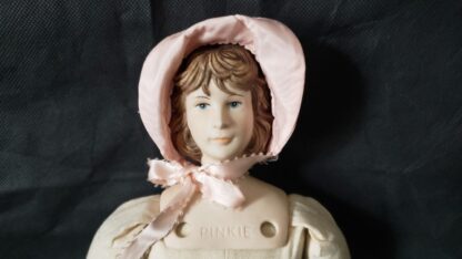 Pinkie Bisque Porcelain Vintage Colonial Girl Pink Bonnet Yield House Doll Kit