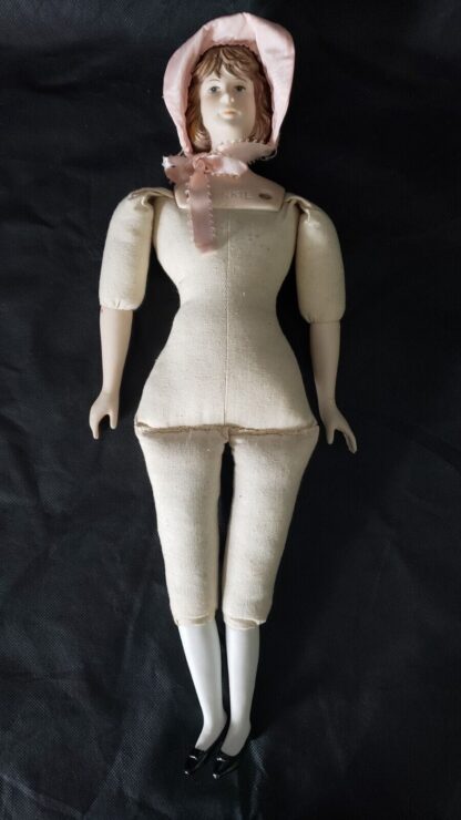 Pinkie Bisque Porcelain Vintage Colonial Girl Pink Bonnet Yield House Doll Kit - Image 2