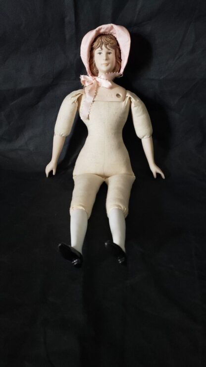 Pinkie Bisque Porcelain Vintage Colonial Girl Pink Bonnet Yield House Doll Kit - Image 5