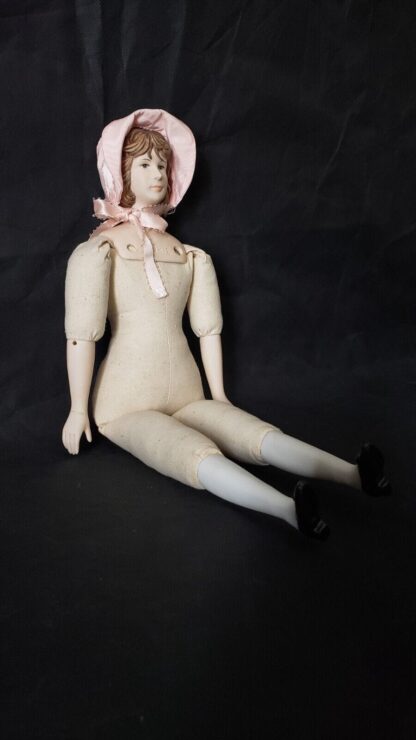Pinkie Bisque Porcelain Vintage Colonial Girl Pink Bonnet Yield House Doll Kit - Image 17