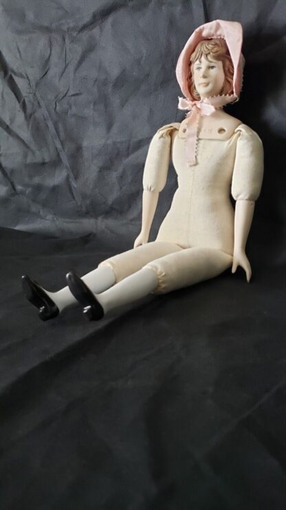 Pinkie Bisque Porcelain Vintage Colonial Girl Pink Bonnet Yield House Doll Kit - Image 19