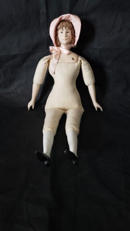 Pinkie Bisque Porcelain Vintage Colonial Girl Pink Bonnet Yield House Doll Kit - Image 20