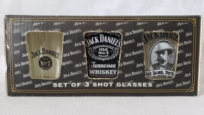 Jack Daniel Square Whiskey Shot 3 Glasses Set Vintage Distillery Advertising Barware