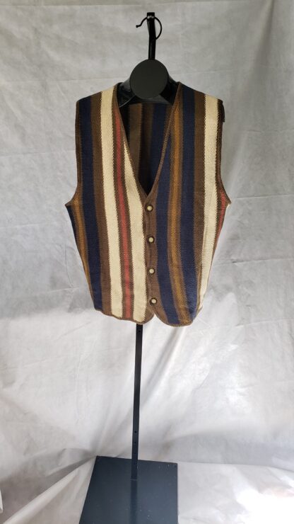 Retro Aztec Button Sweater Vest Men XL Vintage Structure Stripe 90s Cardigan Set - Image 13