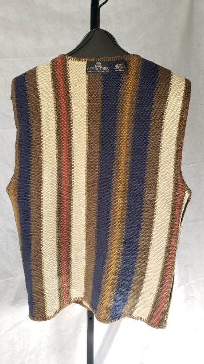 Retro Aztec Button Sweater Vest Men XL Vintage Structure Stripe 90s Cardigan Set - Image 8
