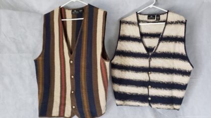 Retro Aztec Button Sweater Vest Men XL Vintage Structure Stripe 90s Cardigan Set - Image 25