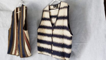 Retro Aztec Button Sweater Vest Men XL Vintage Structure Stripe 90s Cardigan Set - Image 6