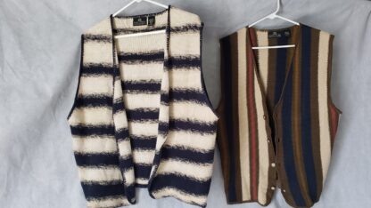 Retro Aztec Button Sweater Vest Men XL Vintage Structure Stripe 90s Cardigan Set - Image 7