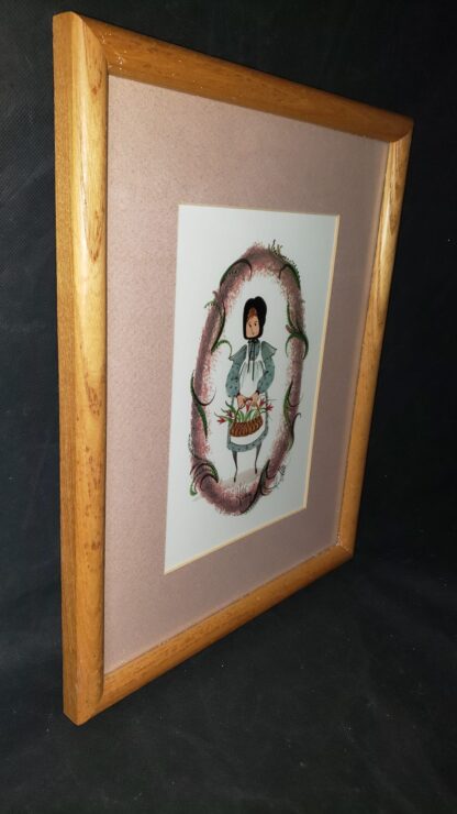 Hillary 1993 P Buckley Moss Signed Numbered Girl Vintage Framed Art Print - Image 3