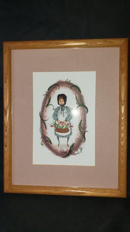 Hillary 1993 P Buckley Moss Signed Numbered Girl Vintage Framed Art Print - Image 4