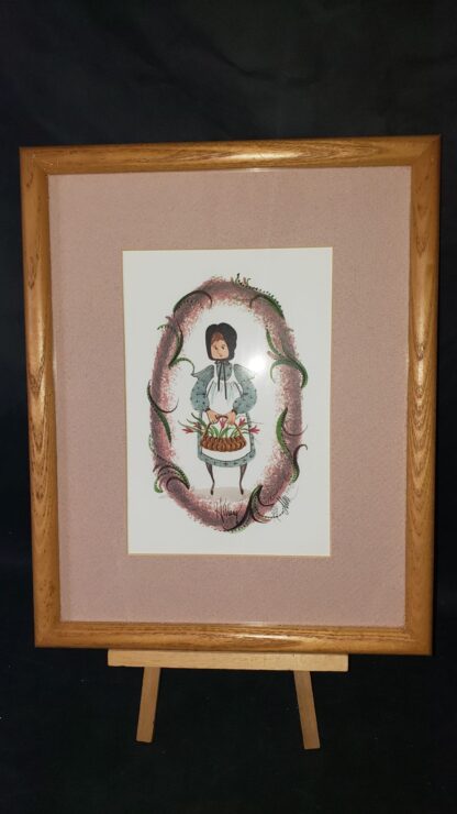Hillary 1993 P Buckley Moss Signed Numbered Girl Vintage Framed Art Print - Image 8