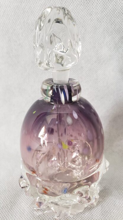 Signed David Van Noppen Purple Ombre Art Glass Vintage Perfume Hobnail Bottle