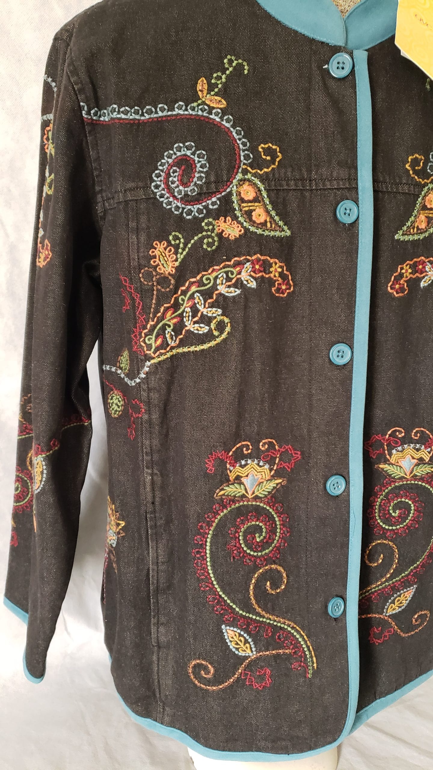 Denim & Co Women’s Paisley Embroidered Jacket – Boho Style – Plus 1X - Image 9