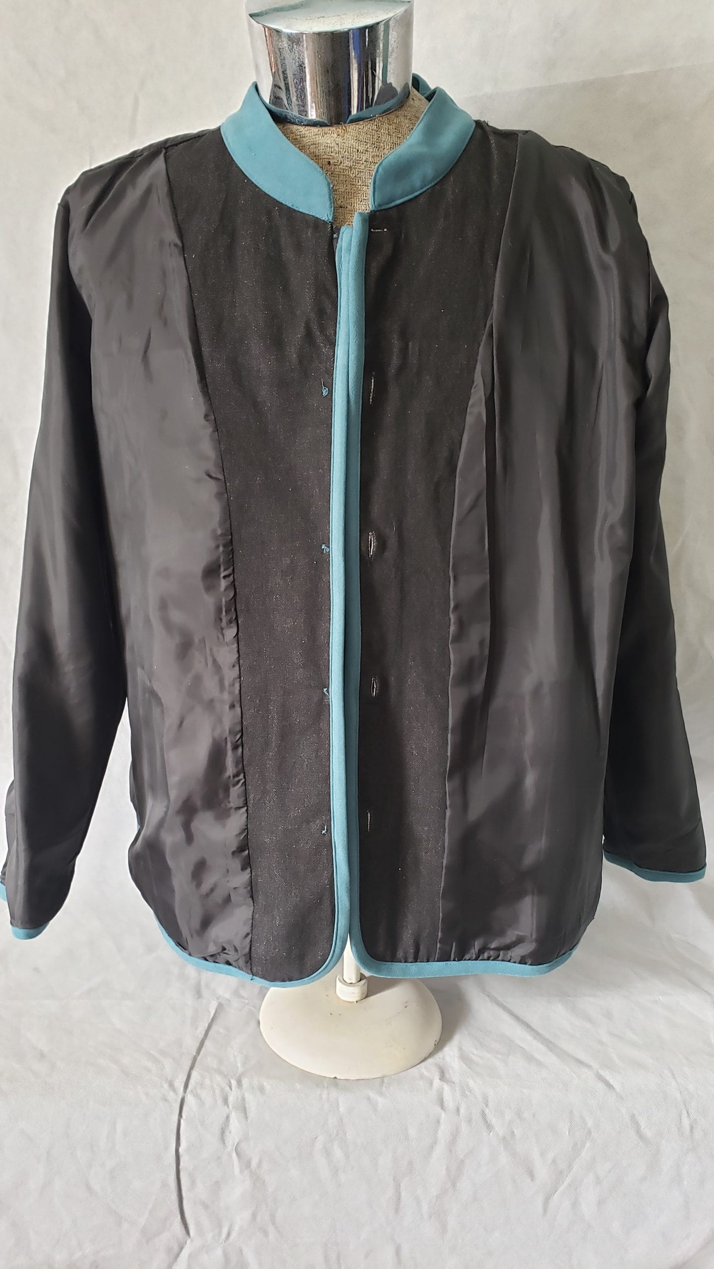 Boho Gray Denim & Co Paisley Embroider Button Jacket QVC Women Plus 1X Hippie