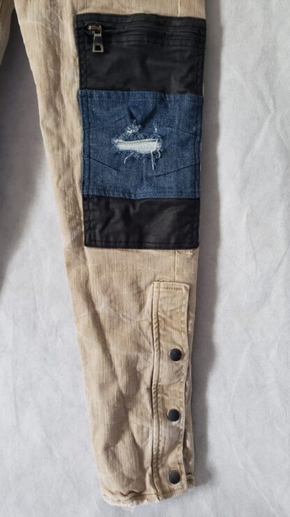 Jordan Craig Teen Jeans Patchwork Tan Kids Distressed Denim Hip-Hop Cargo Pants - Image 5