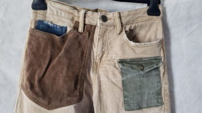 Jordan Craig Teen Jeans Patchwork Tan Kids Distressed Denim Hip-Hop Cargo Pants - Image 6