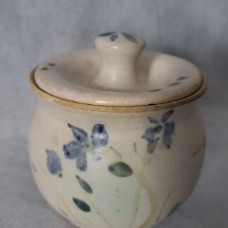 Daniel Cater Signed Mangum Art Pottery Vintage Cobalt Blue Floral Jam Jelly Jar Foliage