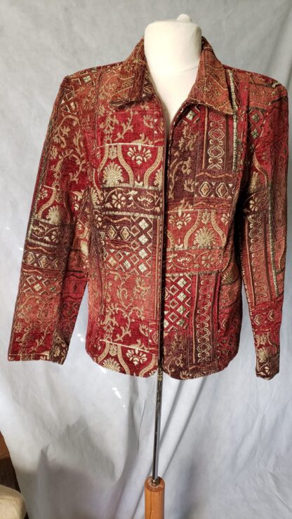 Boho Gray Denim & Co Paisley Embroider Button Jacket QVC Women Plus 1X Hippie