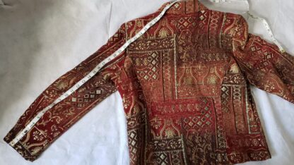 Renaissance Embroidered Jacket Collared Red Brocade Gold Zipper Blazer Women L - Image 24