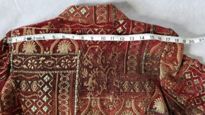 Renaissance Embroidered Jacket Collared Red Brocade Gold Zipper Blazer Women L - Image 25