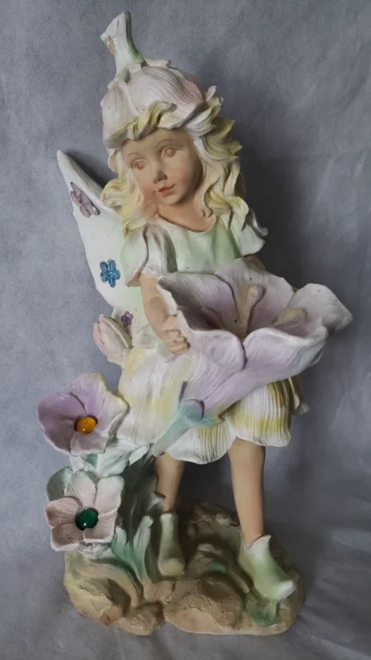 Tall Flower Garden Fairy Vintage Chalkware Plaster Statue