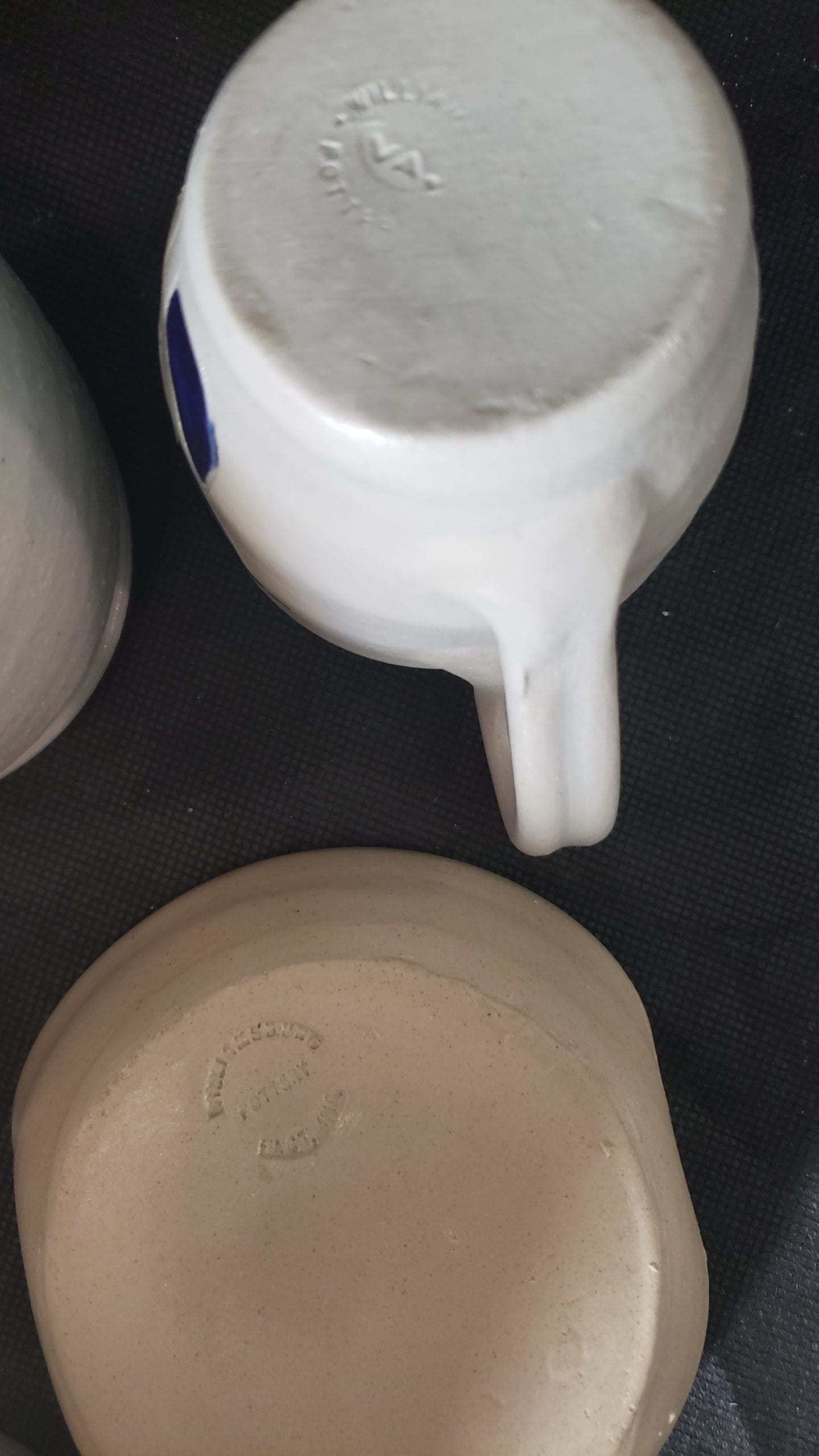 Vintage Williamsburg Cobalt Blue Pottery Tea Set – Leaf Design Cup, Creamer & Sugar - Image 13