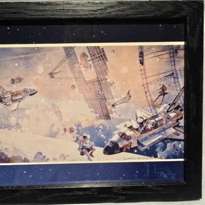 Opening Space Frontier Next Giant Step NASA Collage Art Print by Robert McCall on Display at Johnson Space Center