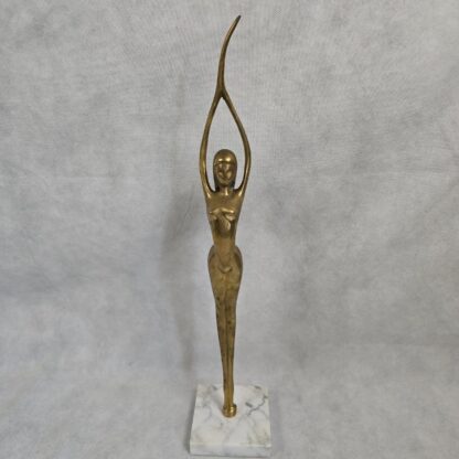 Karl Hagenauer Style Nude Woman Vintage Sculpture MCM Brass Art Deco Ballerina Dance