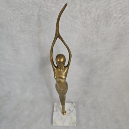 Karl Hagenauer Style Nude Woman Vintage Sculpture MCM Brass Art Deco Ballerina - Image 5