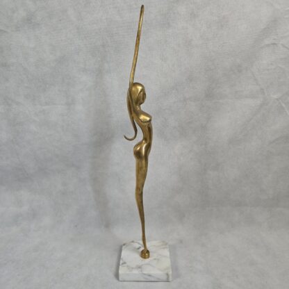 Karl Hagenauer Style Nude Woman Vintage Sculpture MCM Brass Art Deco Ballerina - Image 2