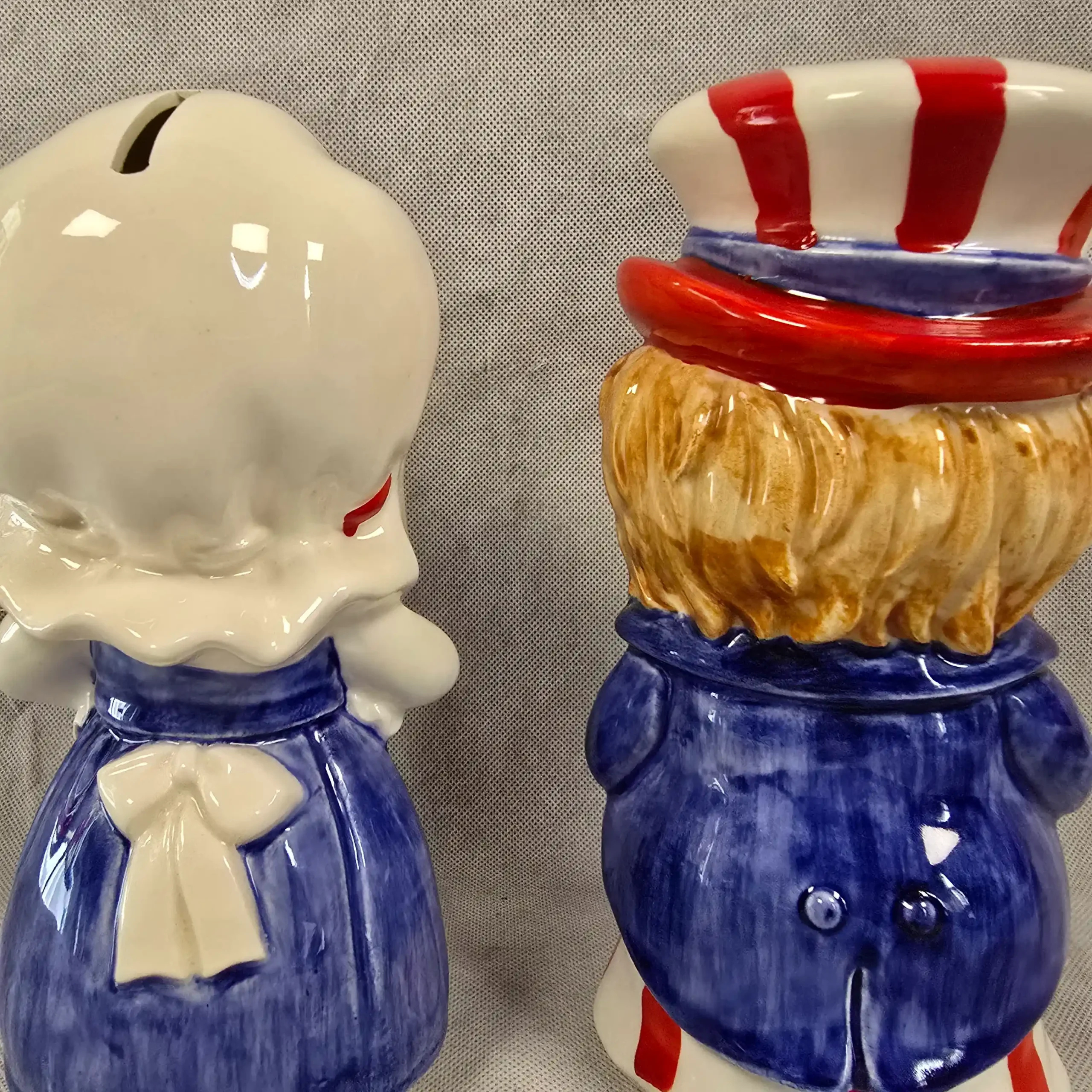 Vintage Lefton Patriotic Ceramic Figurine – Uncle Sam & Betsy Ross Piggy Bank - Image 7
