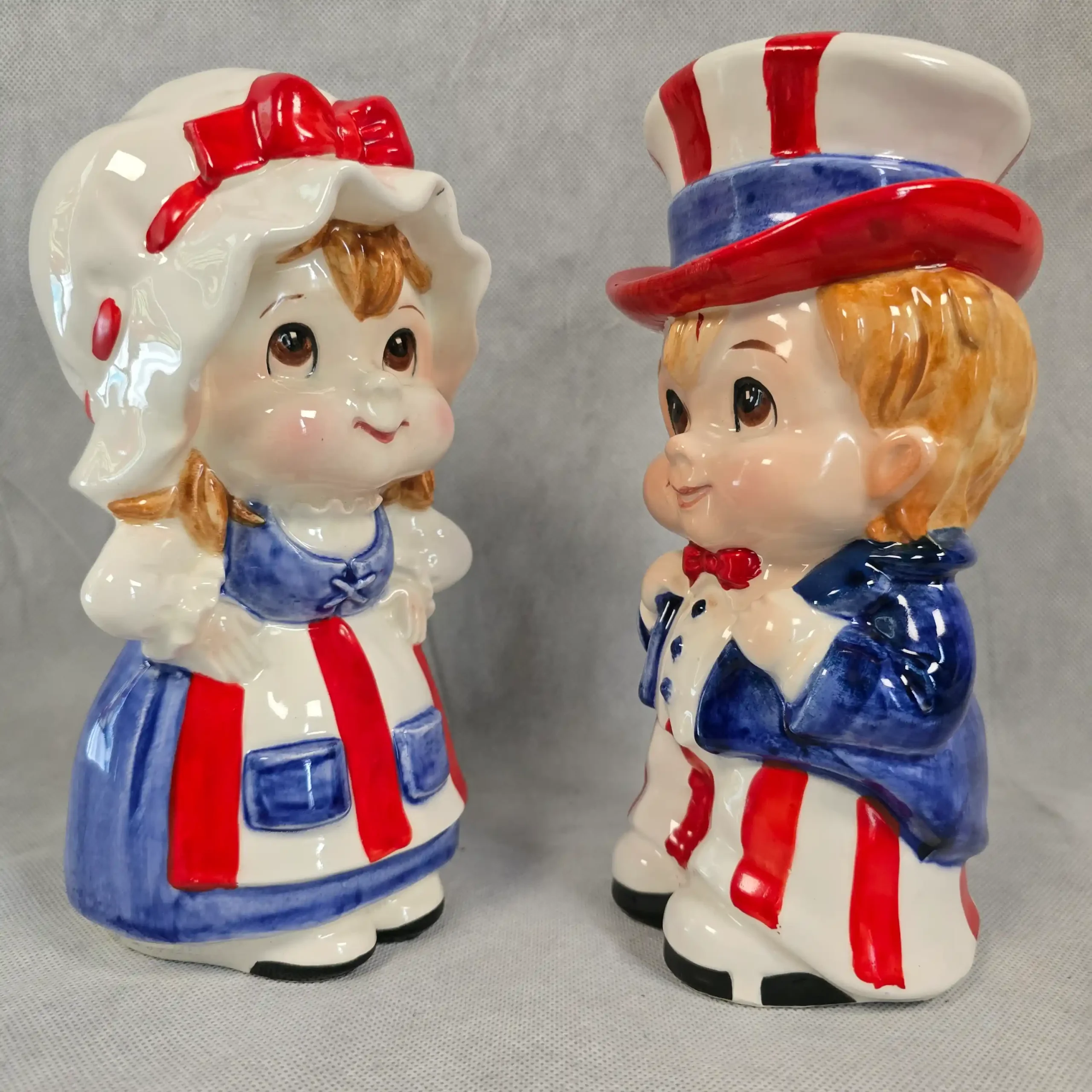 Vintage Lefton Patriotic Ceramic Figurine – Uncle Sam & Betsy Ross Piggy Bank - Image 4