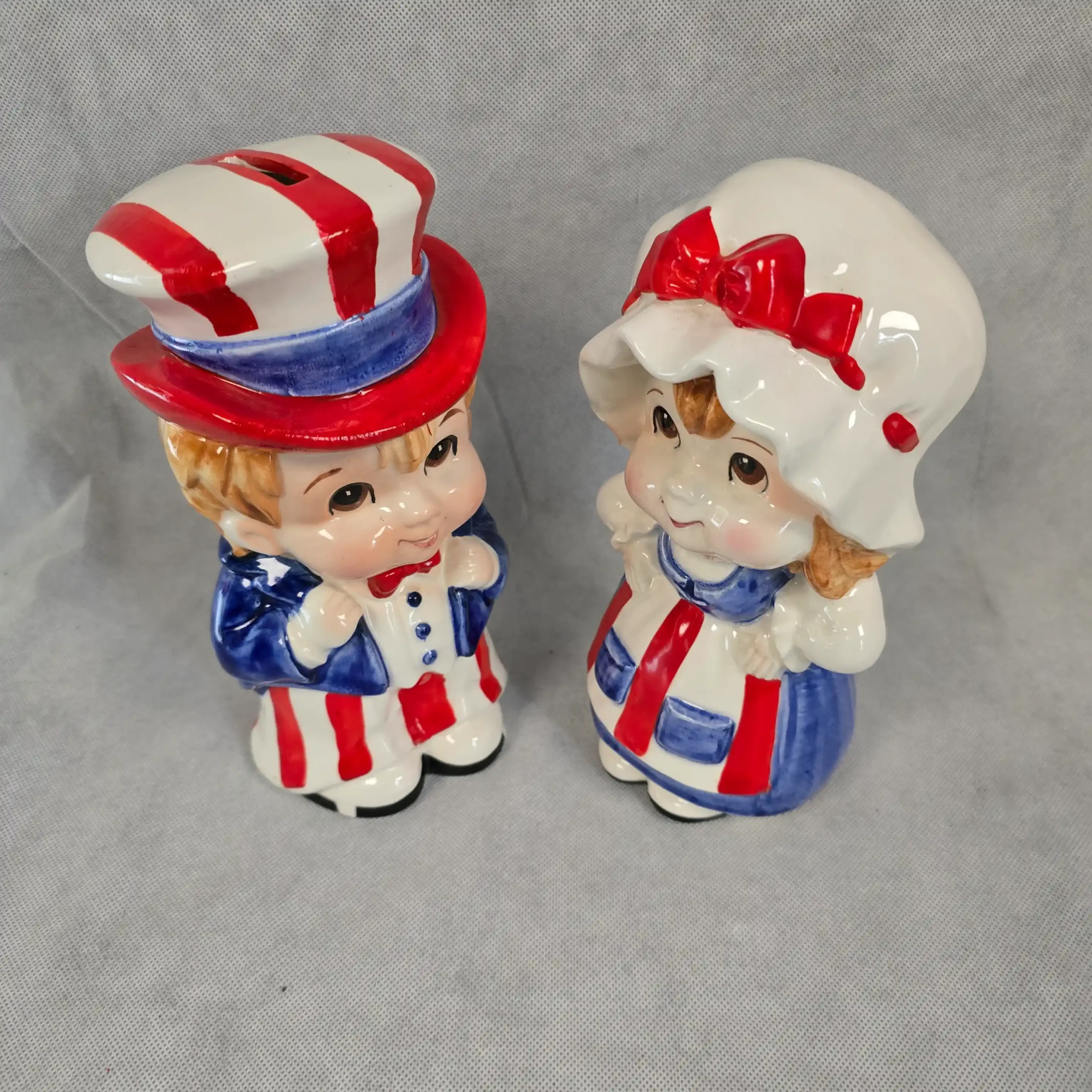 Vintage Lefton Patriotic Ceramic Figurine – Uncle Sam & Betsy Ross Piggy Bank - Image 2