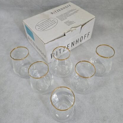Ritzenhoff Whiskey Taster Gold Crystal Tulip Bowl Shot Glass Stemless Snifter