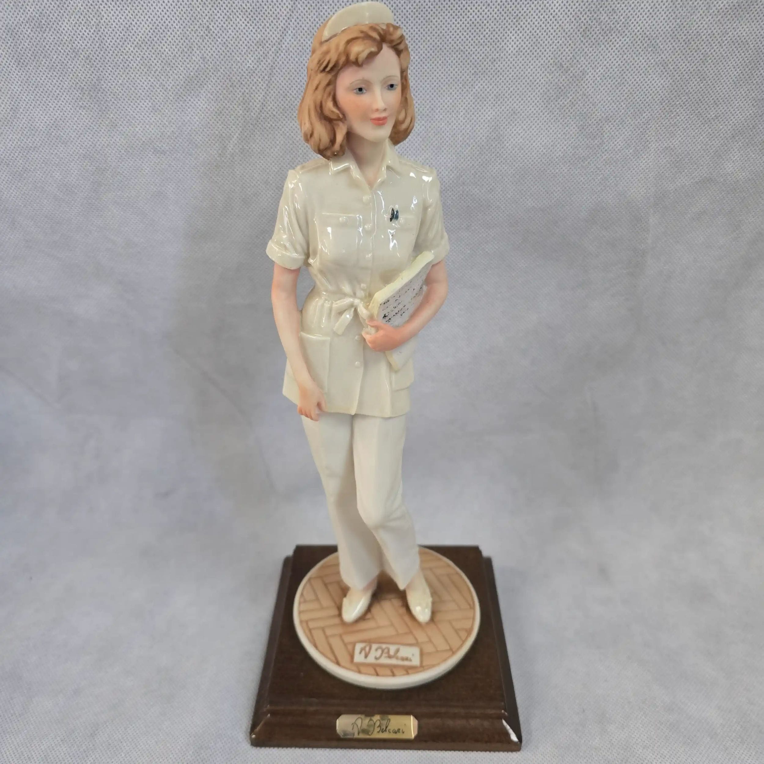 Nurse First Responder Doctor Porcelain Statue by Italian Sculptor Auro Belcari ( A. Belcari ) for DEAR Arnart Studios Art Sculpture Vintage 1987
