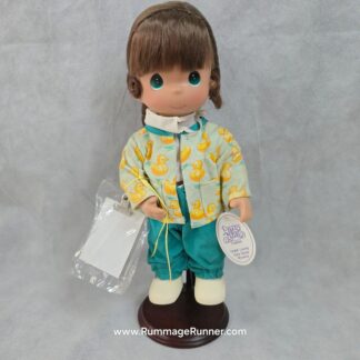 Brunette Nurse Vinyl Doll 12" Precious Moments Vintage Scrubs Tender Loving Care