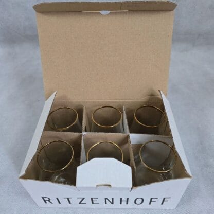 Ritzenhoff Whiskey Taster Gold Crystal Tulip Shot Glass Stemless Whisky Snifters