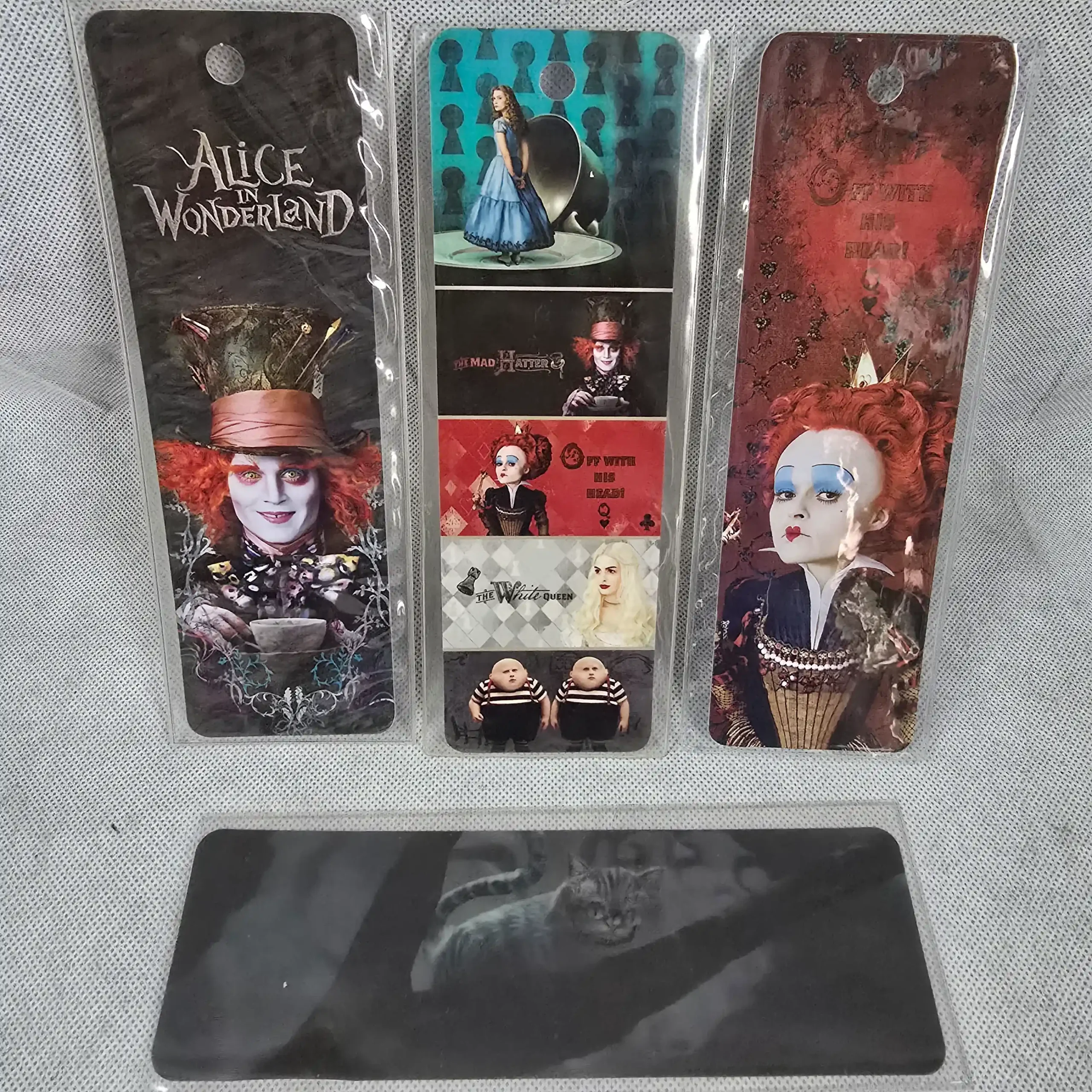 Alice in Wonderland Bookmarks Johnny Depp Cheshire Cat Disney Page Markers Set