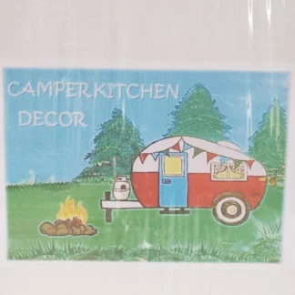 RV Kitchen Happy Camper Kay Dee Towels Camping Rules Sign Salt Pepper Shaker Set