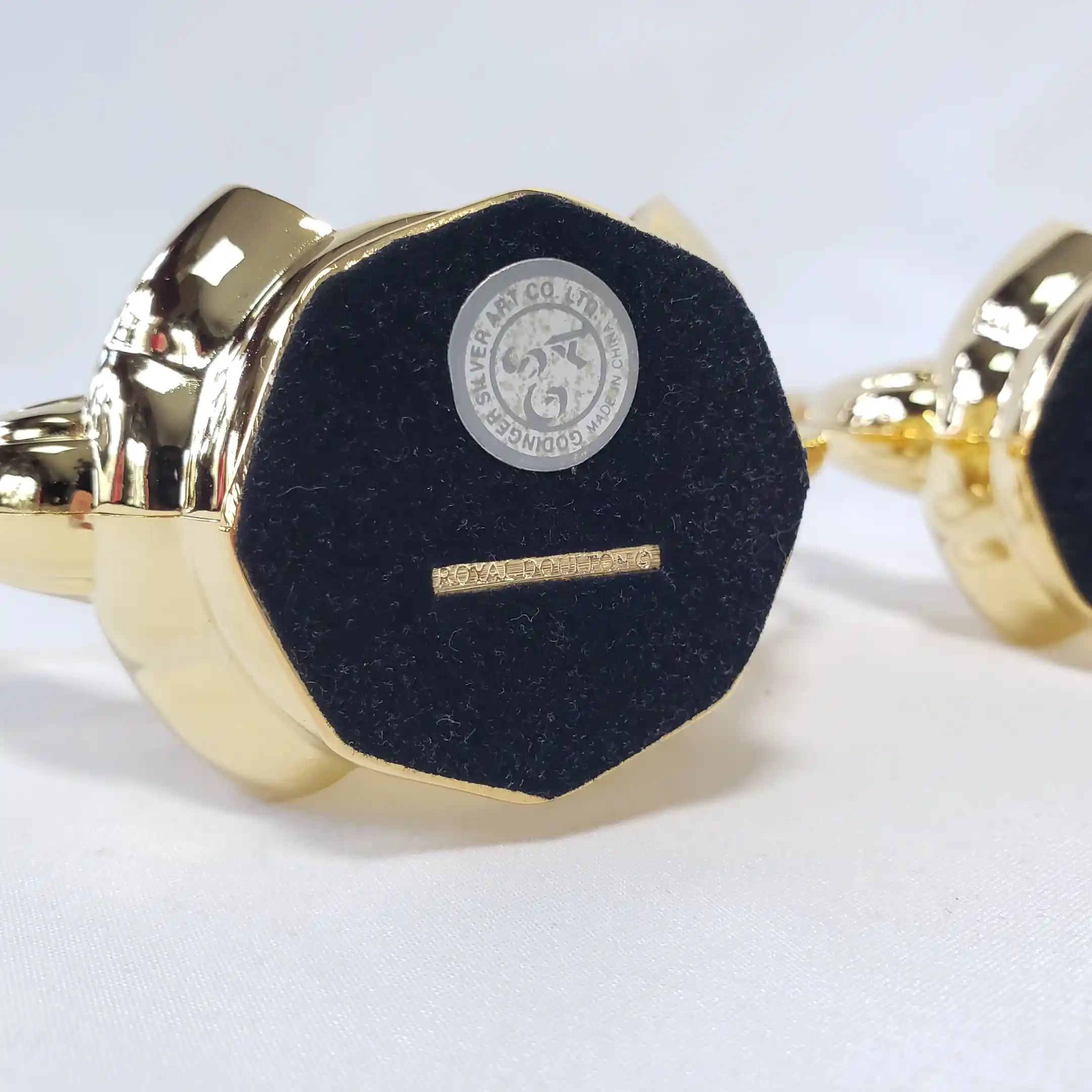 Teapot Napkin Rings Royal Doulton Old English Country Roses Gold Holders Set 4 - Image 3