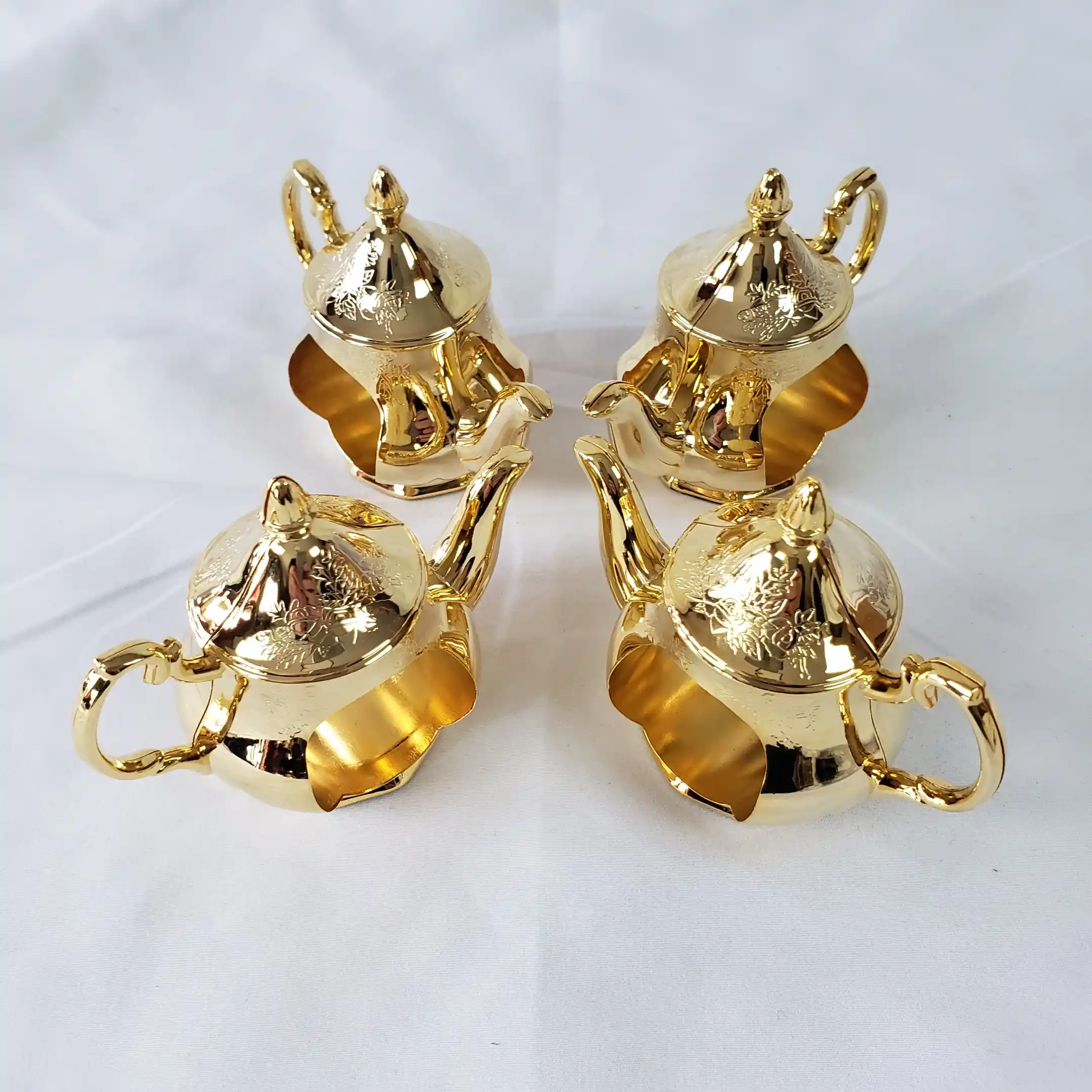 Teapot Napkin Rings Royal Doulton Old English Country Roses Gold Holders Set 4 - Image 13