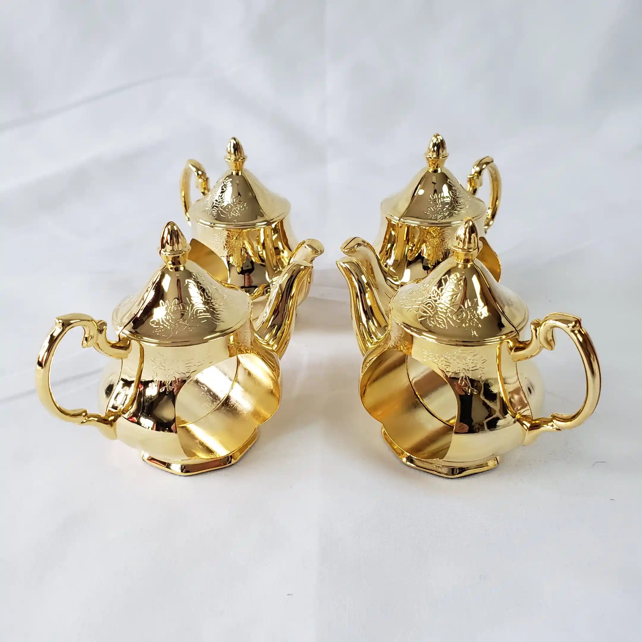 Teapot Napkin Rings Royal Doulton Old English Country Roses Gold Holders Set
