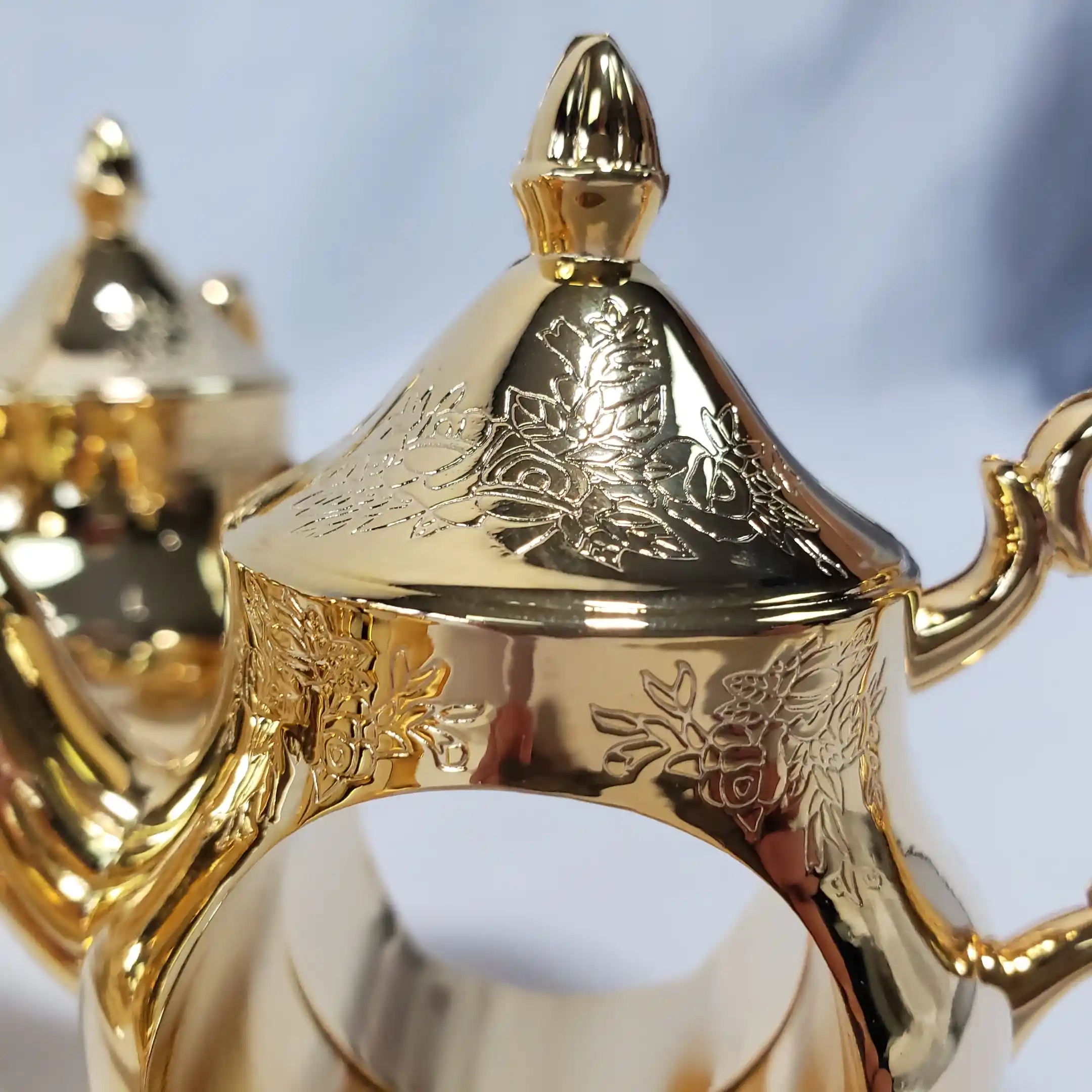 Teapot Napkin Rings Royal Doulton Old English Country Roses Gold Holders Set