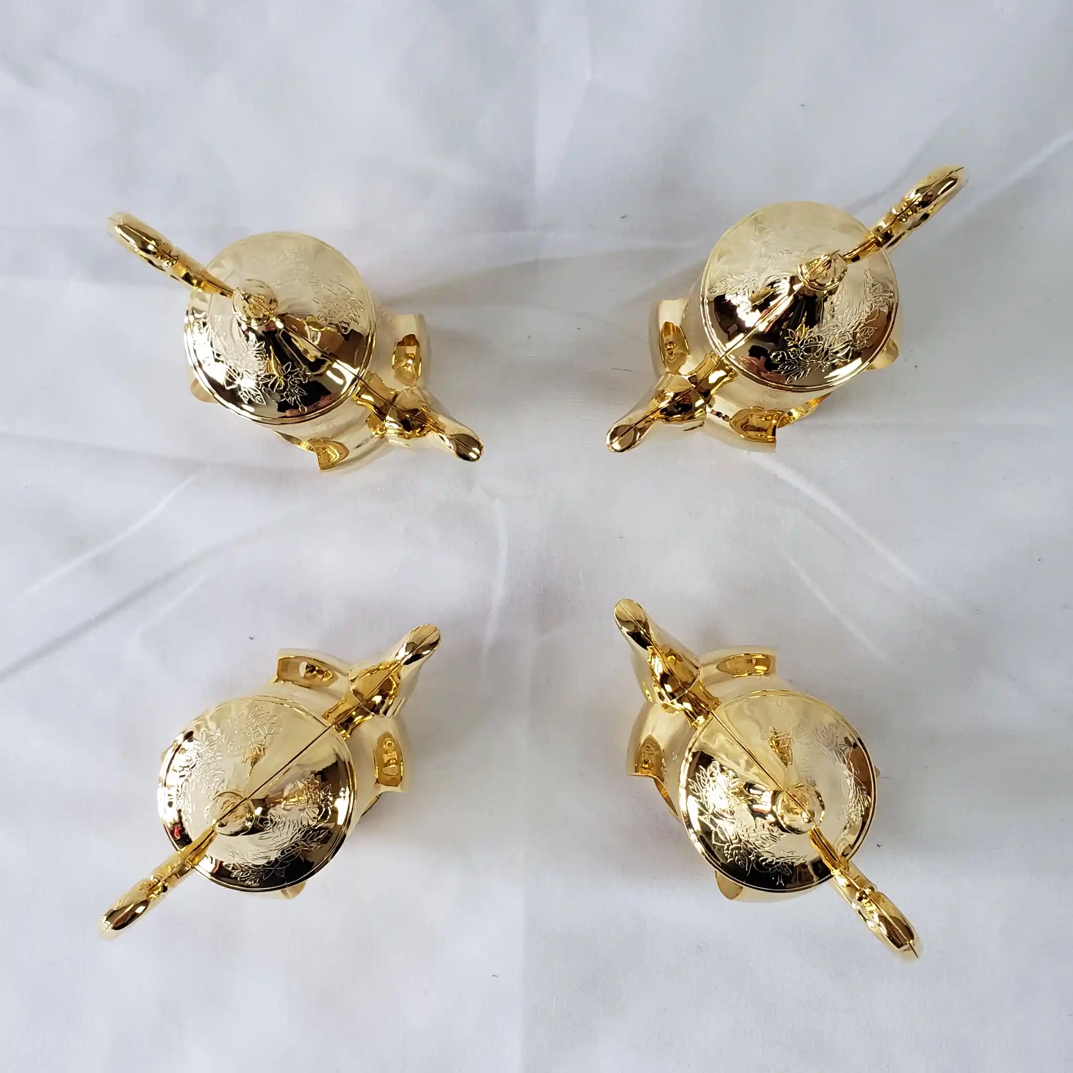 Teapot Napkin Rings Royal Doulton Old English Country Roses Gold Holders Set 4 - Image 6