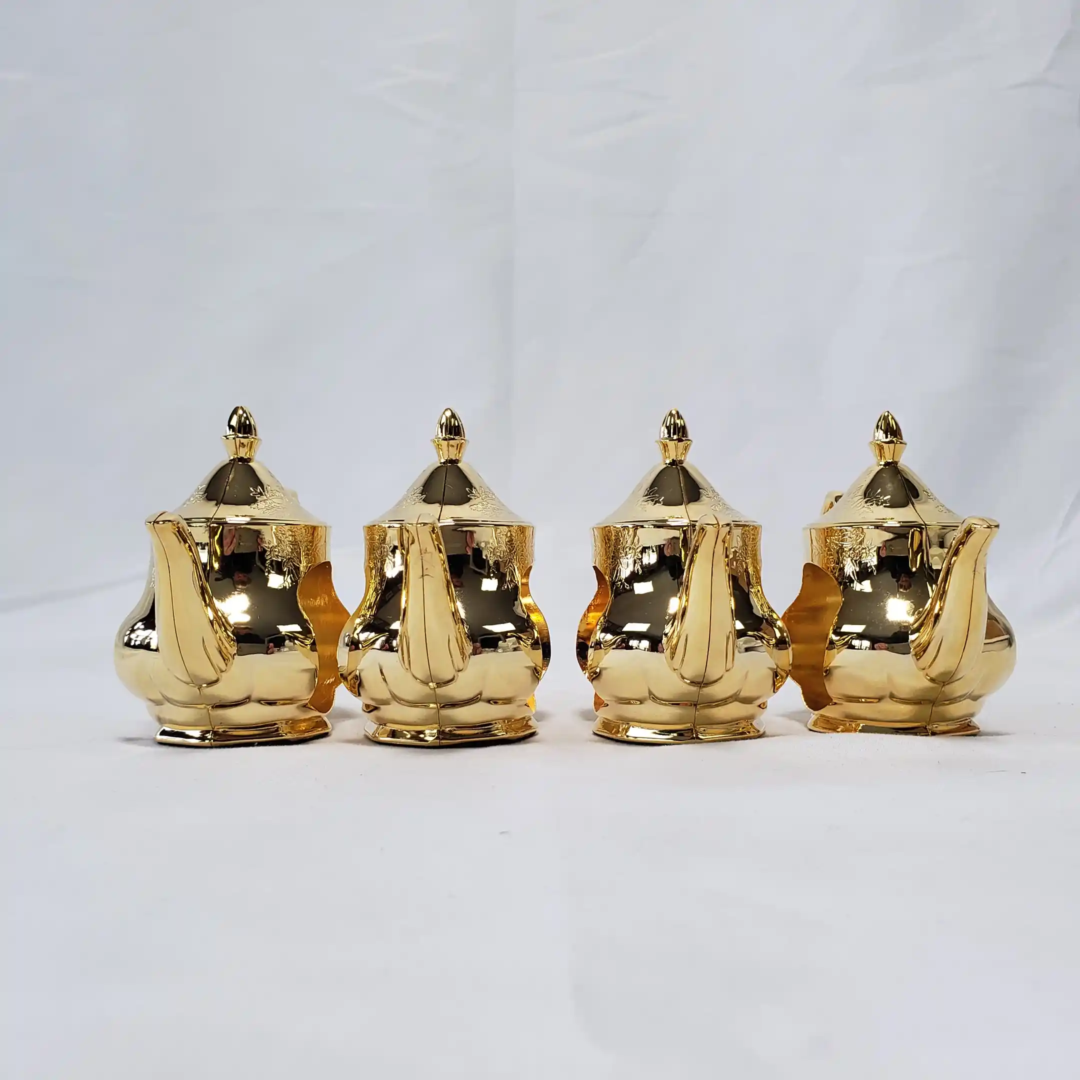 Teapot Napkin Rings Royal Doulton Old English Country Roses Gold Holders Set 4 - Image 8