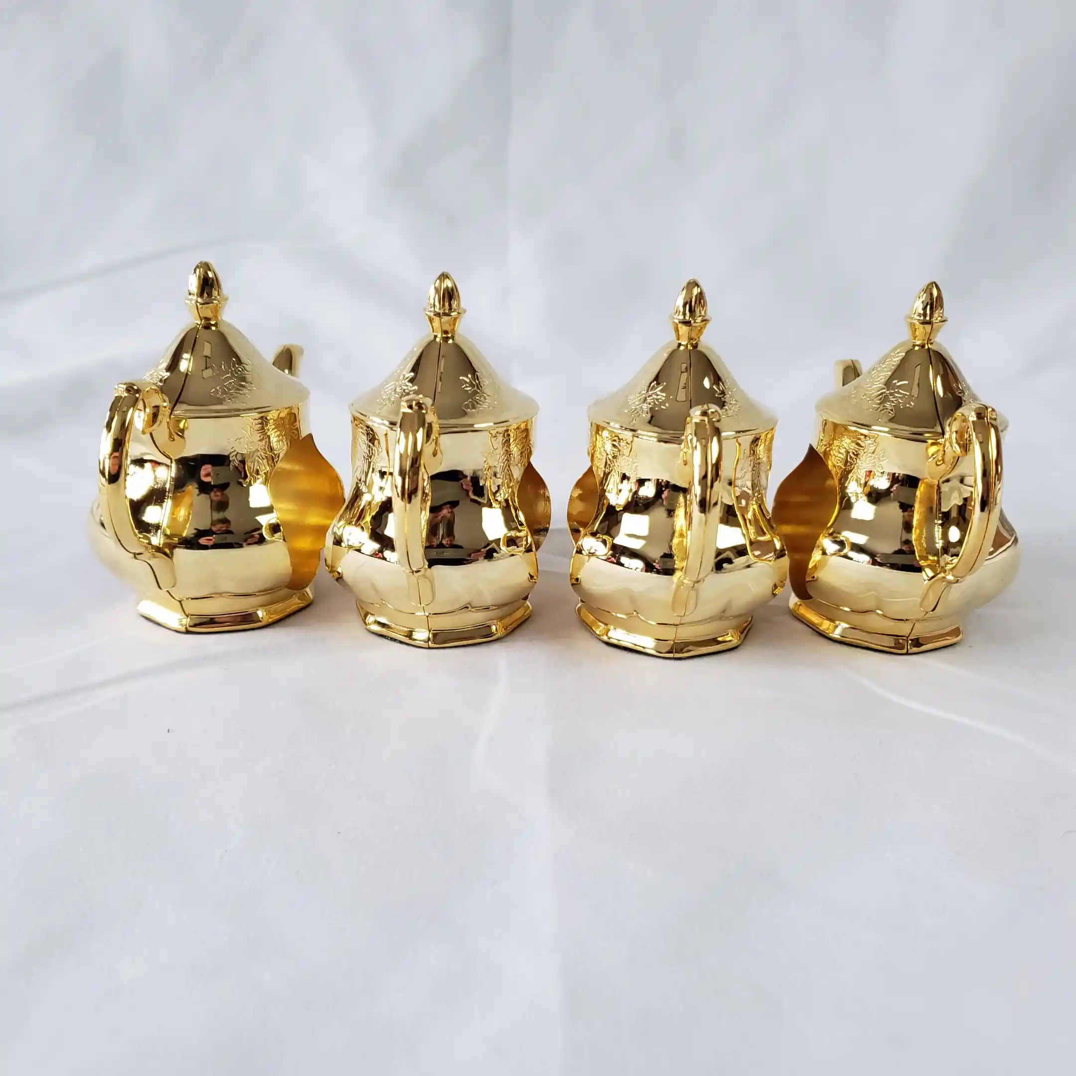 Teapot Napkin Rings Royal Doulton Old English Country Roses Gold Holders Set 4 - Image 10